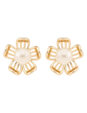 Aretes de flor Napier con acabado brillante perla