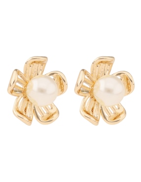 Aretes de flor Napier con acabado brillante perla