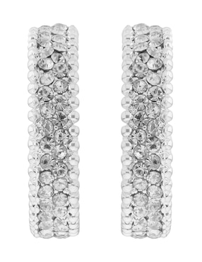 Arracadas de letra c Napier con acabado plateado cristal