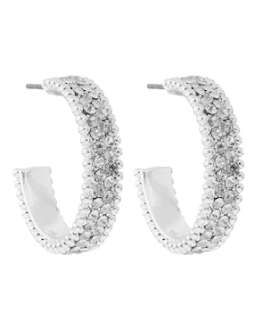 Arracadas de letra c Napier con acabado plateado cristal