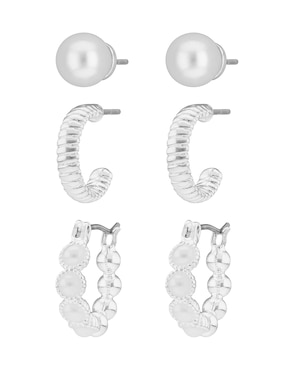 Set de aretes Napier Basic Mtl Ears F3 con acabado plateado