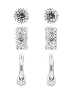 Set de aretes Napier Social Life con acabado pavé cristal
