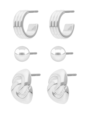Set de aretes Nine West Metal Ears con acabado brillante