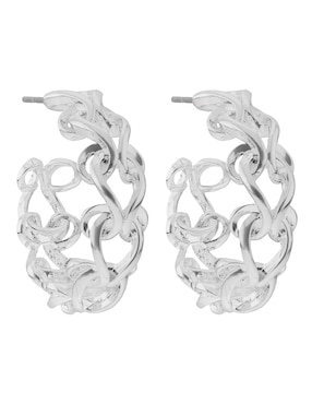 Aretes de aros Napier Silver Loops con acabado plateado
