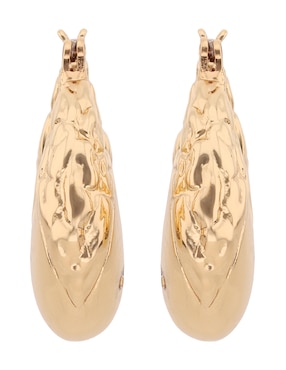 Aretes cortos circulares Napier Gold Textures con acabado brillante