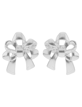 Aretes largos de moño Napier Holiday Bows con acabado plateado