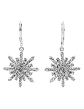 Aretes largos de copo de nieve Napier Winter Sky con acabado plateado