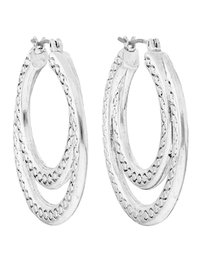 Arracadas circulares Napier Basic Mtl Ears F2 con acabado plateado