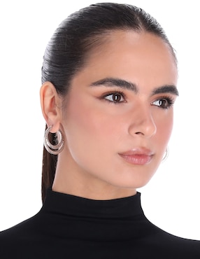Arracadas circulares Napier Basic Mtl Ears F2 con acabado plateado