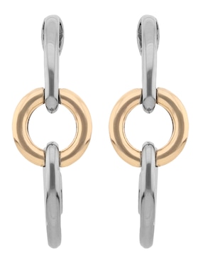 Aretes cortos circulares Nine West Two Tone Armor con acabado brillante