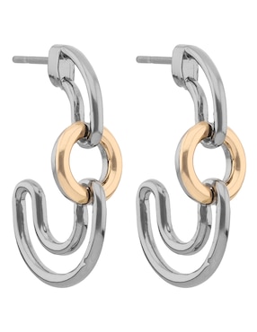 Aretes cortos circulares Nine West Two Tone Armor con acabado brillante