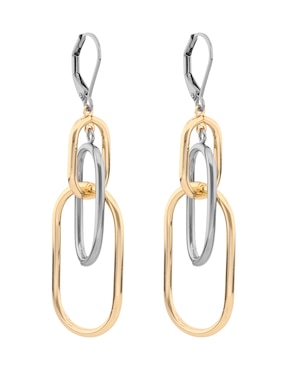 Aretes largos ovalados Nine West Two Tone Armor con acabado brillante