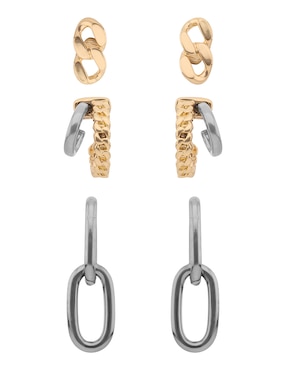 Set de aretes Nine West Two Tone Armor con acabado brillante