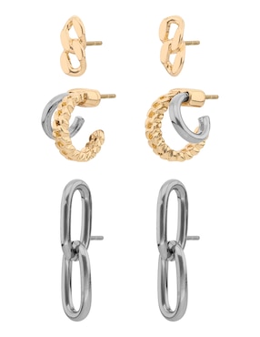 Set de aretes Nine West Two Tone Armor con acabado brillante