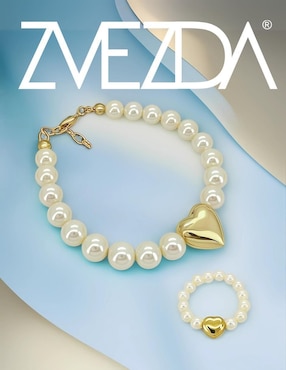 Anillo y pulsera de corazón Zvezda Éclair acabado baño de oro 18 k cristal