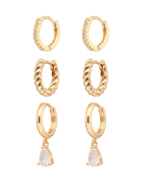 Aros Anne Klein Mixed & Matched con acabado texturizado cristal