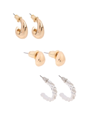 Set de aretes Anne Klein Mixed & Matched con acabado texturizado cristal