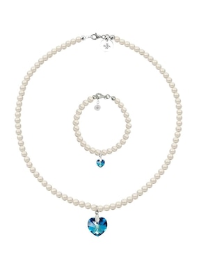Collar y pulsera de corazón Zvezda Éclair de plata P925 cristal