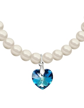 Collar y pulsera de corazón Zvezda Éclair de plata P925 cristal