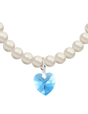 Collar y pulsera de corazón Zvezda Éclair de plata P925 cristal