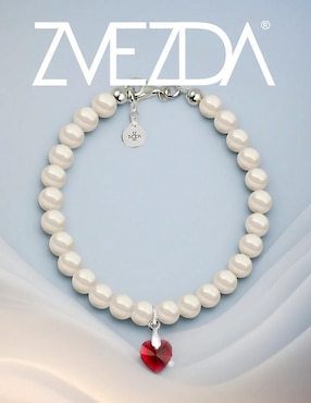 Collar y pulsera de corazón Zvezda Éclair de plata P925 cristal