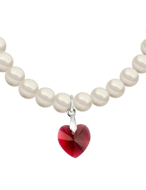 Collar y pulsera de corazón Zvezda Éclair de plata P925 cristal