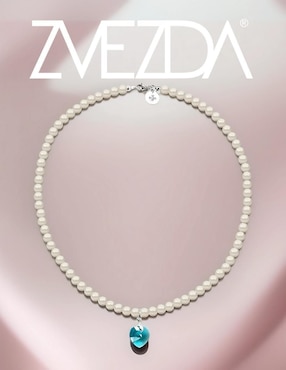 Collar y pulsera de corazón Zvezda Éclair de plata P925 cristal