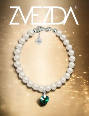 Collar y pulsera de corazón Zvezda Éclair de plata P925 cristal