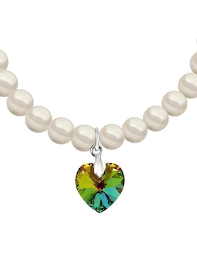 Collar y pulsera de corazón Zvezda Éclair de plata P925 cristal