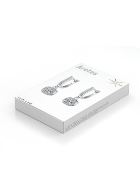 Arracadas cuadradas Xtellar de plata P 925 con acabado brillante moissanita