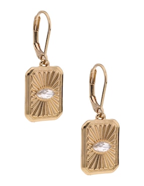 Aretes cortos rectangulares Nine West Golden Charms con acabado brillante