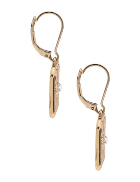 Aretes cortos rectangulares Nine West Golden Charms con acabado brillante