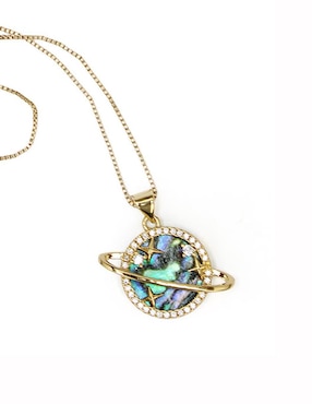 Collar con dije de saturno Moon de oro laminado 10 K