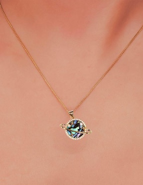 Collar con dije de saturno Moon de oro laminado 10 K