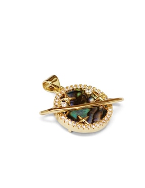 Collar con dije de saturno Moon de oro laminado 10 K