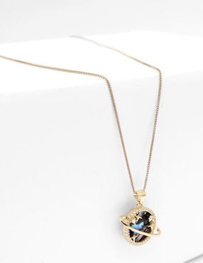 Collar con dije de saturno Moon de oro laminado 10 K