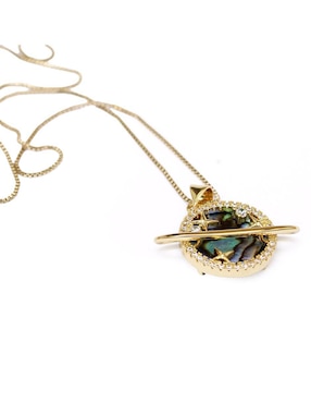Collar con dije de saturno Moon de oro laminado 10 K