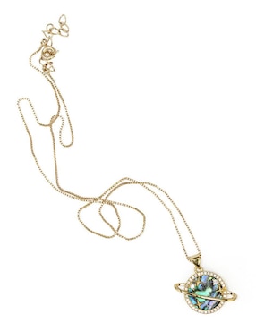 Collar con dije de saturno Moon de oro laminado 10 K