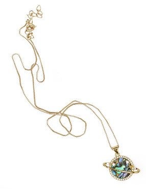 Collar con dije de saturno Moon de oro laminado 10 K