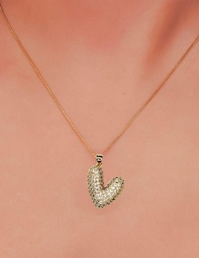 Collar con dije de corazón Moon de oro laminado 10 K