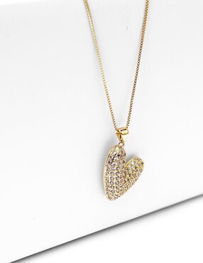 Collar con dije de corazón Moon de oro laminado 10 K