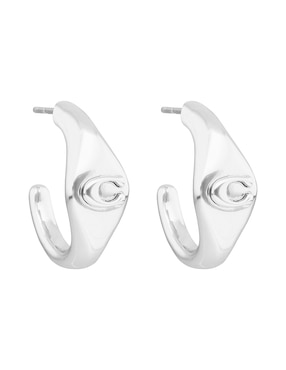 Aretes de círculo Coach con acabado pulido