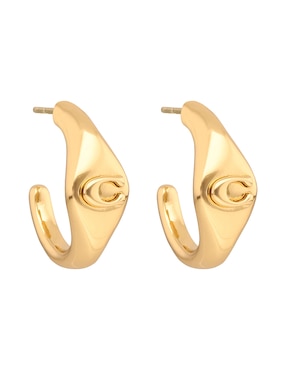 Aretes de círculo Coach con acabado pulido