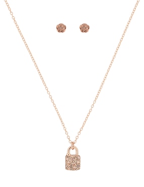 Aretes y collar de candado Coach