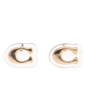 Aretes de letra c Coach con acabado brillante