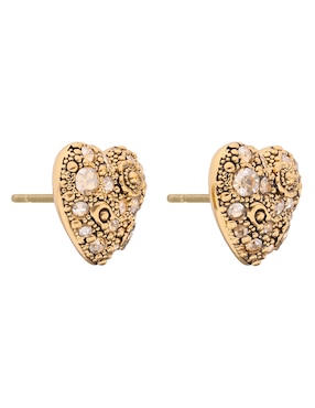 Aretes de corazón Coach con acabado brillante