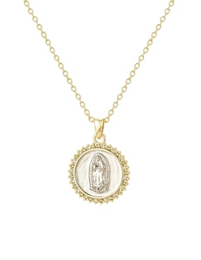 Collar Virgen de Guadalupe ovalado Carmela Mía Religiosos de baño de oro 14 K