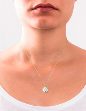 Collar Virgen de Guadalupe ovalado Carmela Mía Religiosos de baño de oro 14 K