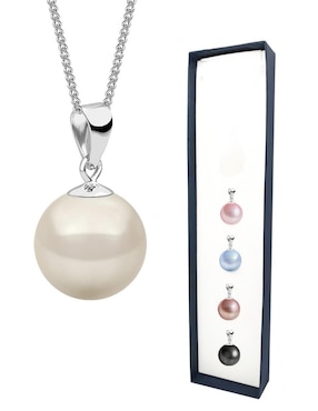 Set collar Zvezda Éclair de plata P925 perla de cristal