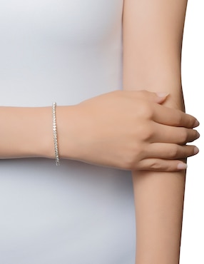 Pulsera Mossimo con zirconia Cup Chain con acabado baño rodio
